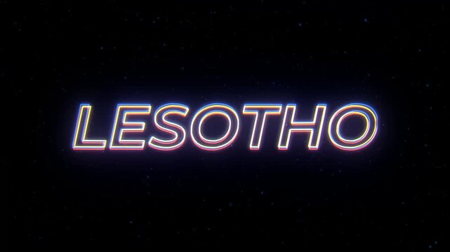  Lesotho Neon Sign Text with Classic Retro Theme