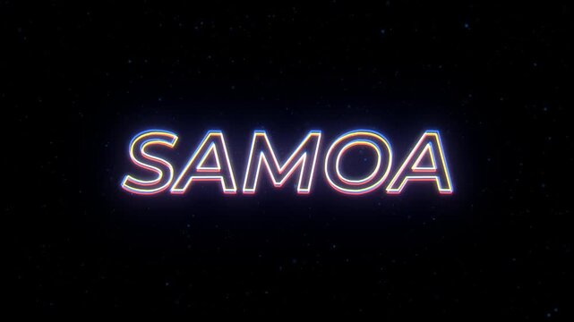 Samoa Neon Sign Text with Classic Retro Theme