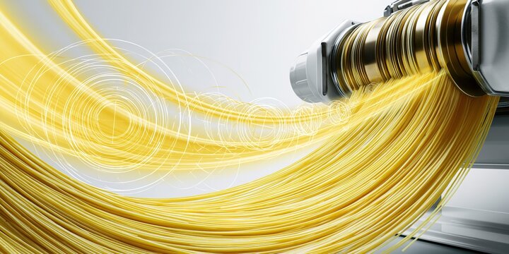 Yellow Coiled Cable Uncoiling from Vehicle Connector