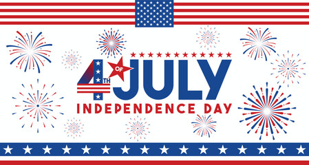 Obraz premium 4th of July Independence Day Celebration Banner with Waving USA Flag – Patriotic Vector Illustration