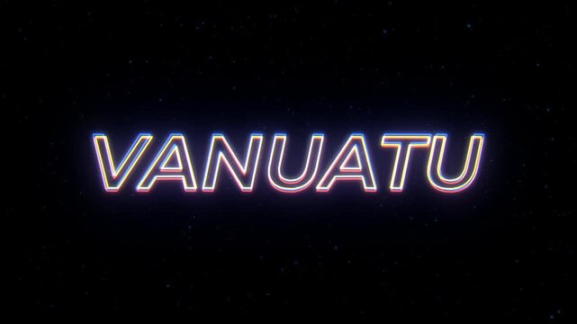 : Vanuatu Neon Sign Text with Classic Retro Theme