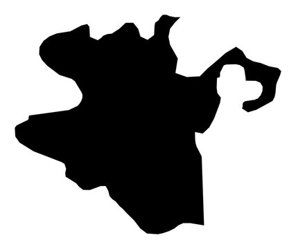A contour map of Lankaran Economic Region. Azerbaijani economic region silhouette