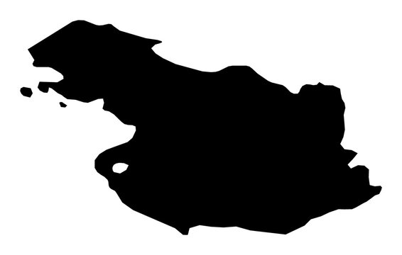 A contour map of Ganja-Gazakh Economic Region. Azerbaijani economic region silhouette