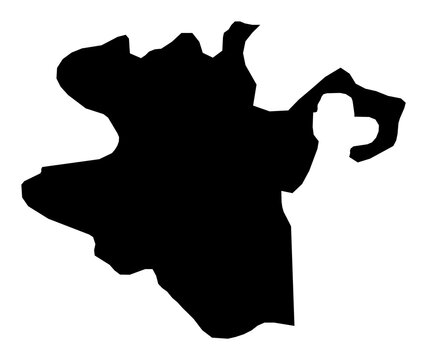 A contour map of Lankaran Economic Region. Azerbaijani economic region silhouette