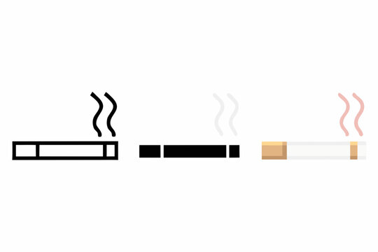 smoking cigarette icons flat style tobacco smoke