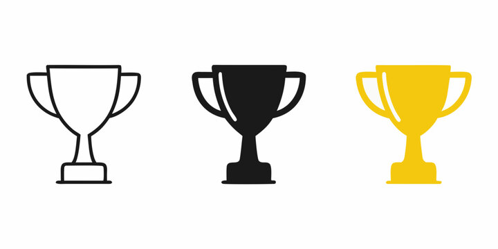trophy cup icons in flat style icon