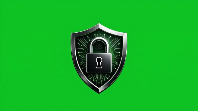 Data Protection Security Lock Animation with Chroma Key Background