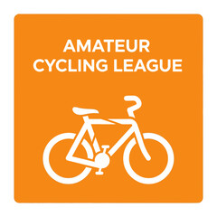 Fototapeta premium Amateur Cycling League Logo Bicycle Sports Theme Vibrant Orange Background