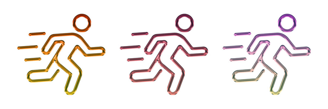 Running man icon with speed lines isolated on transparent background