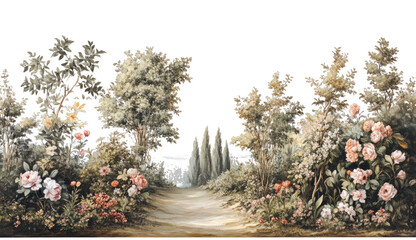 Fototapeta premium PNG Serene garden path illustration.