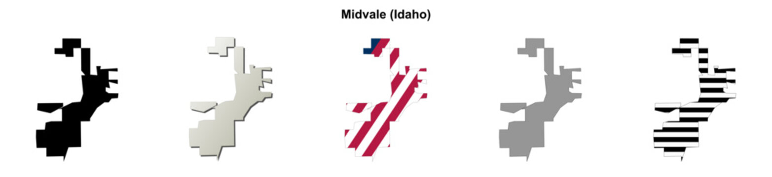 Midvale (Idaho) blank outline map set