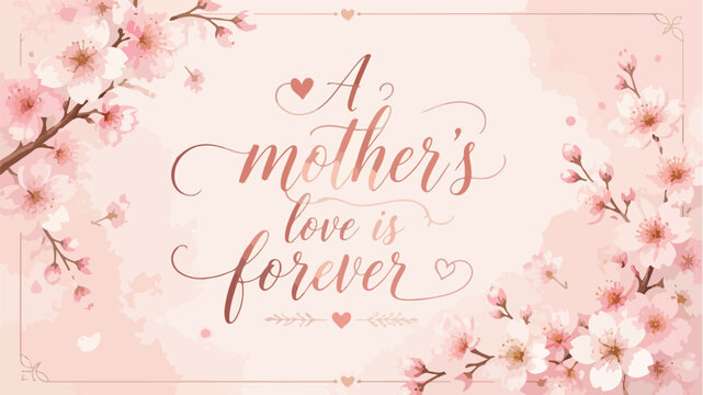  A Mother's Love Forever Elegant Calligraphy Quote Card Design
