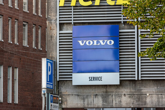 Gothenburg, Sweden - september 20 2019: Volvo service center sign on modern urban building.