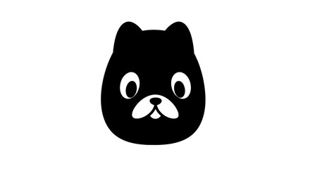 Fototapeta premium Black Cat Face Cartoon Character.