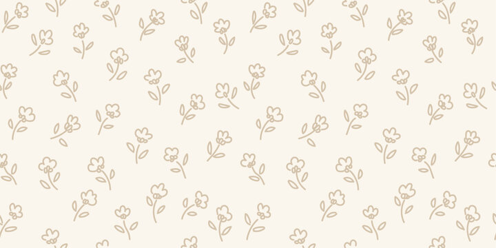 Delicate seamless floral pattern with tiny flowers in beige tones. Perfect for textiles, wrapping paper, wallpaper and decorative design.