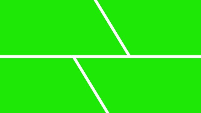 bento or collage animation with green multiscreen slide show shapes animation with green screen