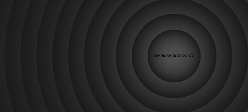 Abstract dark concentric circles background, layered radial rings, smooth gradient shading, minimalist geometric design, modern black abstract wallpaper