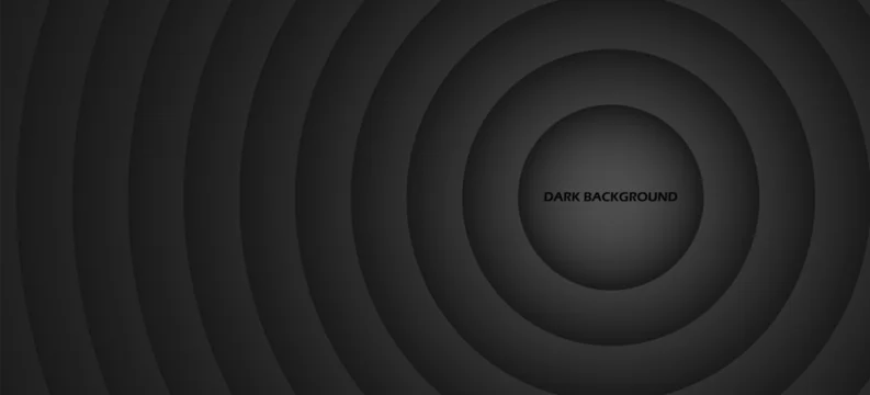 Abstract dark concentric circles background, layered radial rings, smooth gradient shading, minimalist geometric design, modern black abstract wallpaper