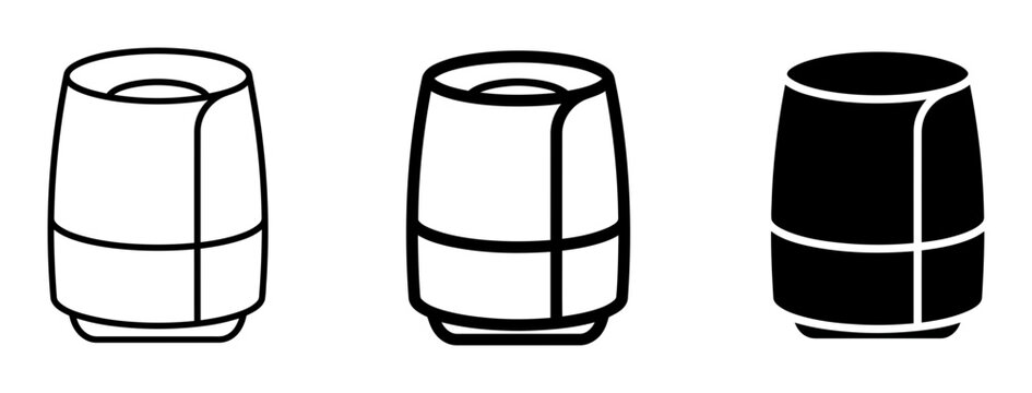 Barrel, keg, drum icons, black and white vector illustrations, industrial containers