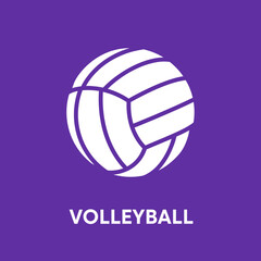 Fototapeta premium Clean Minimalist Volleyball Icon Design With Bold Purple Background