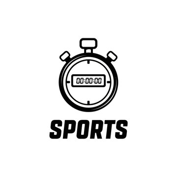 Classic Stopwatch Icon With The Word Sports In Bold Text