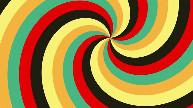 Retro style colored sunburst or sunbeam swirl seamless animation.