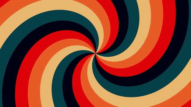 Retro style colored sunburst or sunbeam swirl seamless animation.