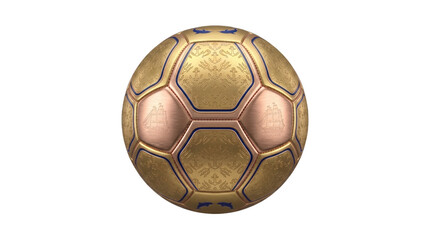 Luxury golden soccer ball with nautical symbols isolated on white isolated on transparent background