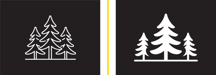 Pine tree forest icons in outline and solid styles minimalist vector design for nature and environment branding © Muhammad
