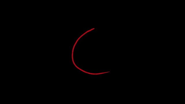 Red arrow curved to the right on black