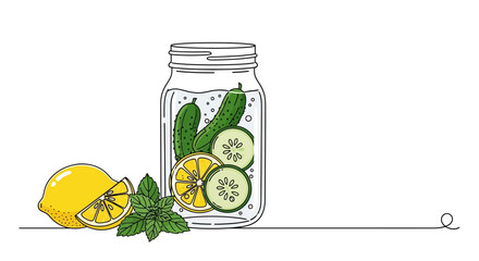 Infused water with lemon, cucumber and mint, refreshing drink concept, healthy hydration background © Norway