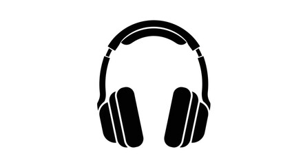 Fototapeta premium Black headphones icon, audio equipment symbol, music accessory