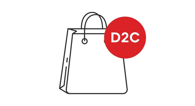 D2C shopping bag, direct to consumer online shopping concept, ecommerce background