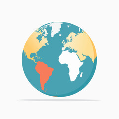 Fototapeta premium Stylized Globe with South America Highlighted