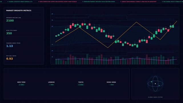 Financial Market Motion Analysis with Stock Chart Data Visualization.