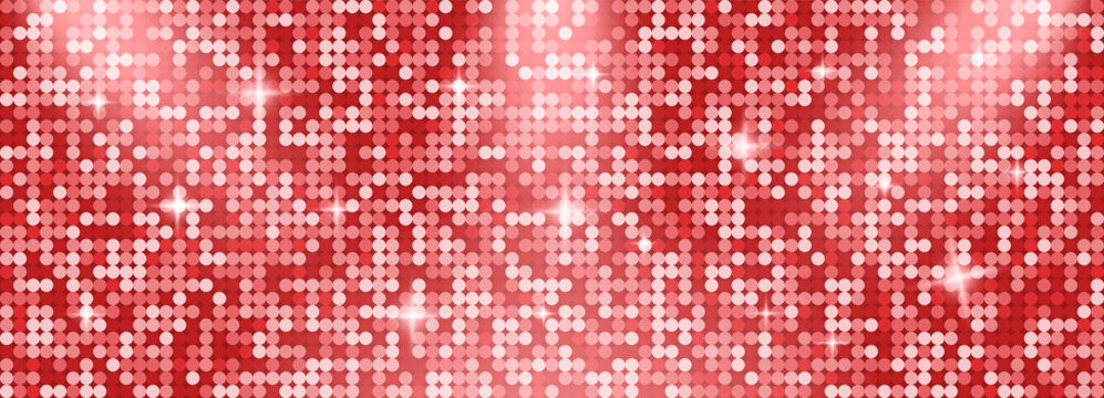 Red Disco Ball Sequin Pattern With Warm Glitter Party Texture