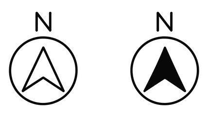 North arrow icon featuring compass direction symbol for map navigation, cartography, and geographic orientation design. © MASUD HABIB