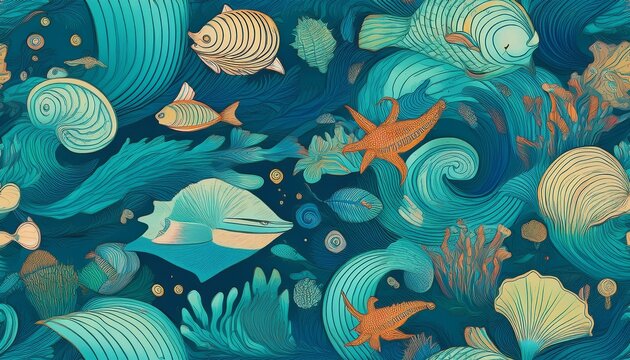 aqua marine seamless pattern walllpaper