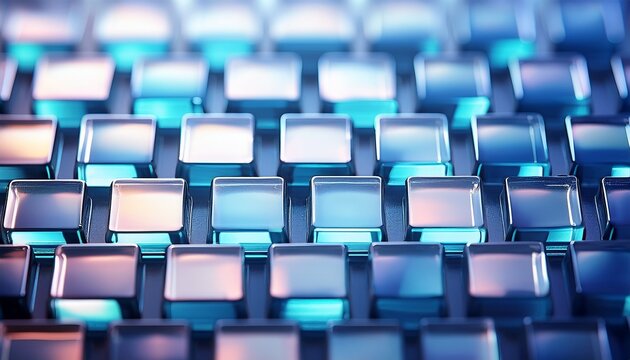 transparent square keys arranged in a keyboard layout