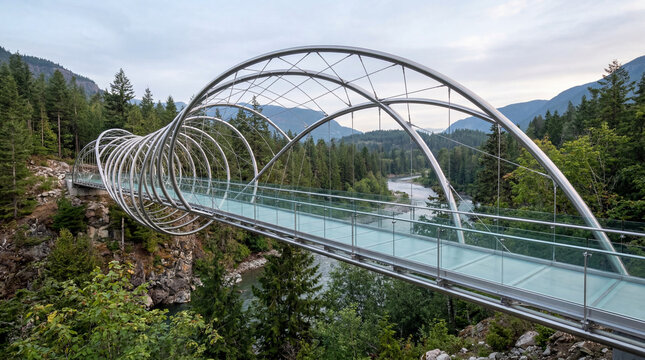 A Modern Glass Bridge Designed With Fibonacci Sequence Curves Offering Minimalist Math Inspired Architecture Design