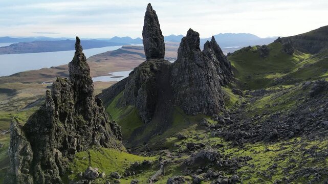 4K Cinematic Montage Shots at Scenic Viewpoint, Old Man of Storr, Isle of Skye, Scotland