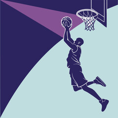 Naklejka premium Basketball Player Silhouette Isolated on White Background