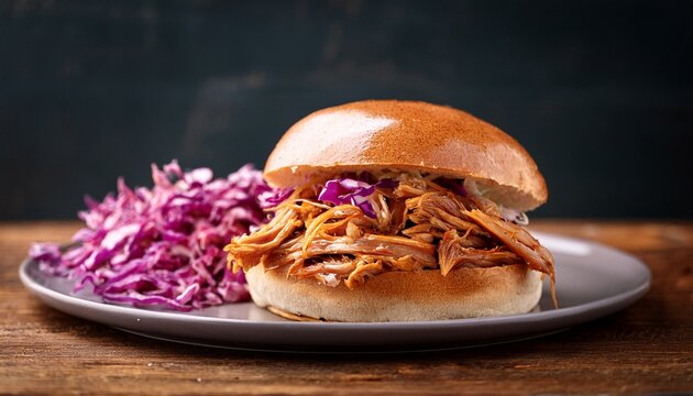 delicious pulled bbq chicken sandwich with cole slaw