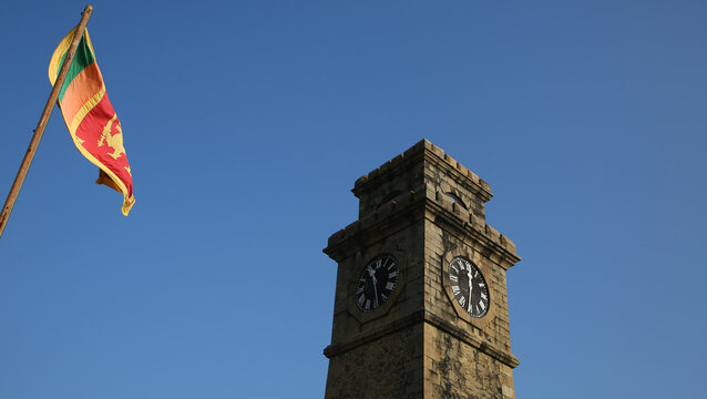 Torre del reloj a.1883, Basti&oacute;n de la luna, Fortaleza de Galle a.1588- s.XVII, Galle (Sri Lanka).
