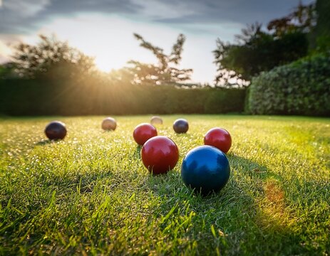 boccia garden game on the lawn