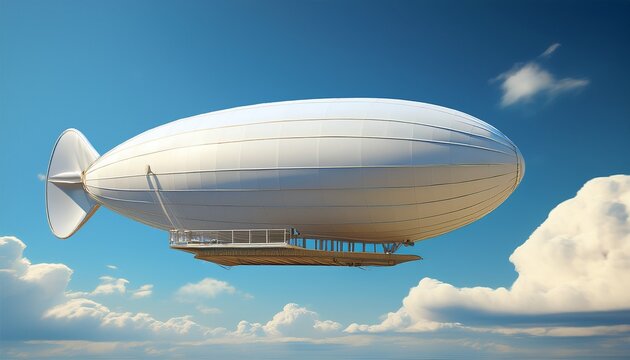 white blimp in blue sky blank canvas for ads