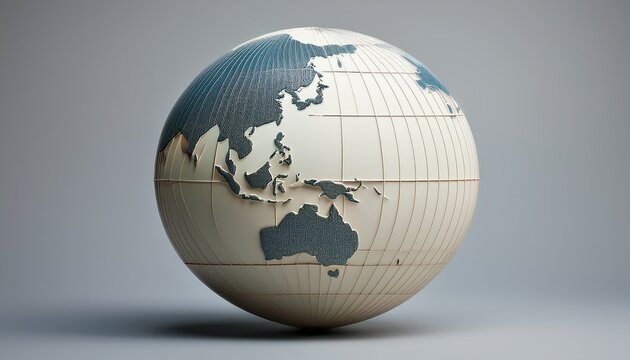 elegant 3d globe featuring new zealand minimalist design on light gray backdrop clean lines modern aesthetic