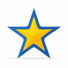 Obraz premium Yellow star with blue outline on white background
