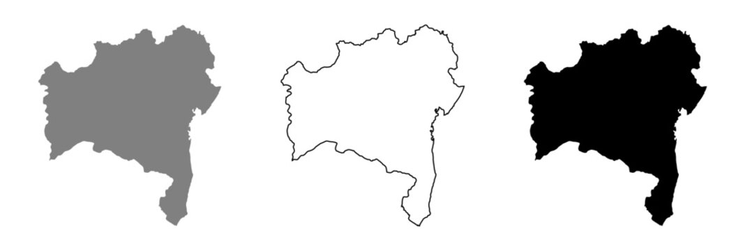 Vector illustration of a map of the Brazilian state of Bahia.