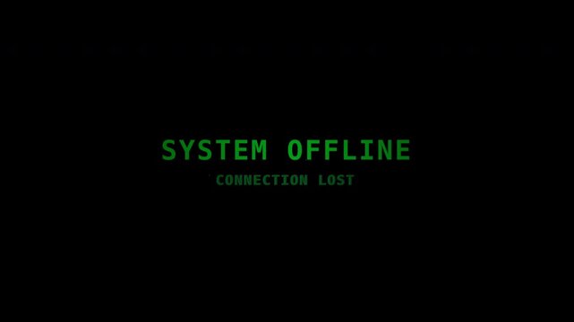 Digital Motion of System Offline Error Message in Computer Screen.